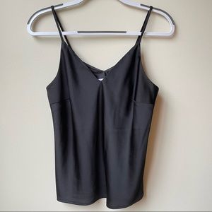Black satin woven cami